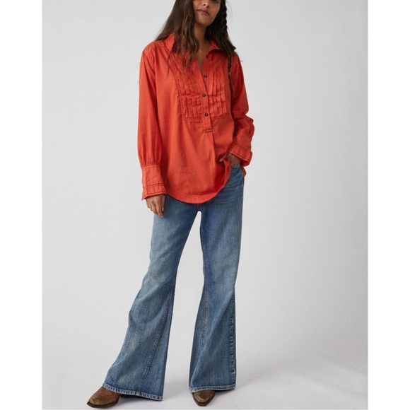 Free People “Black Tie Tux” Top in Tiger Red - Picture 5 of 13